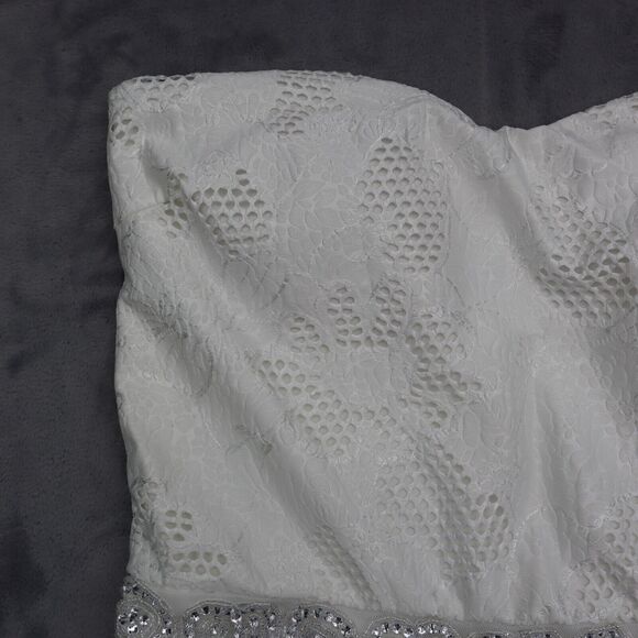 Jacaranda Jumpsuits Womens L White Strapless Floral Print Sweetheart Pullover - Picture 10 of 16